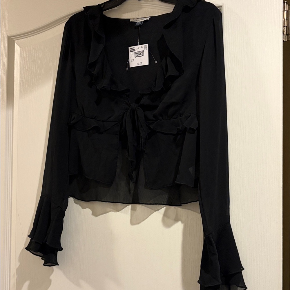 American Eagle Outfitters Elegant Black Ruffle Blouse